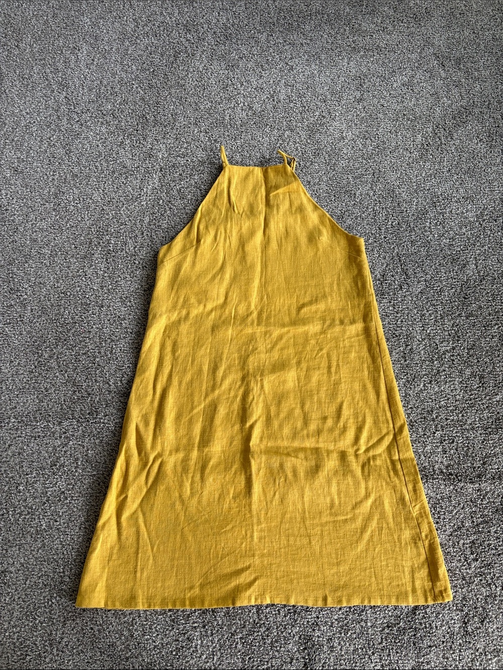 Mustard Halter Neck Linen Blend Dress